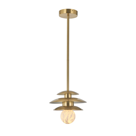 Haute Pendant 1-Light in Brass and Alabaster 1812BR by StarFire Crystal