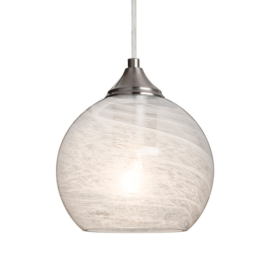 Besa Jilly cord pendant – Vapor Clear globe, Satin Nickel