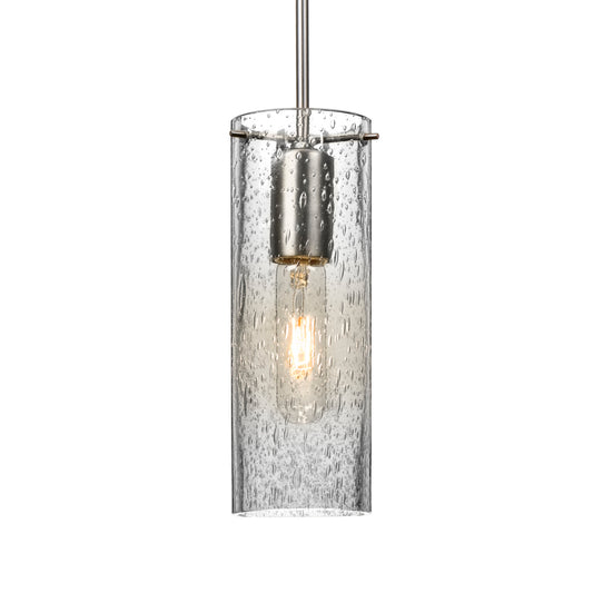 Besa Juni 10 cord pendant – Clear Bubble glass, Satin Nickel