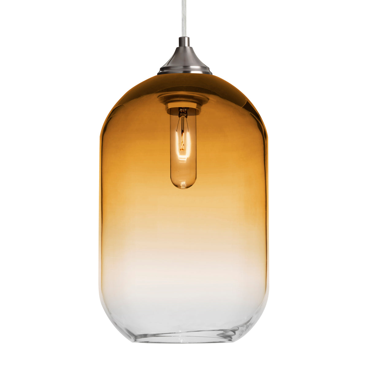 Besa Omega 12 stem pendant glass option – Amber/Clear