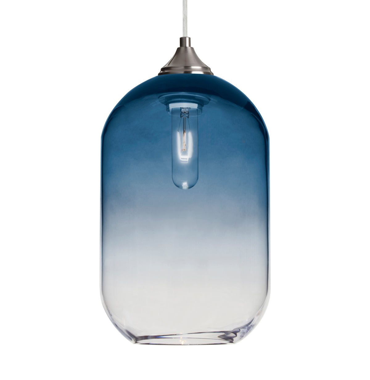 Besa Omega 12 stem pendant glass option – Blue/Clear