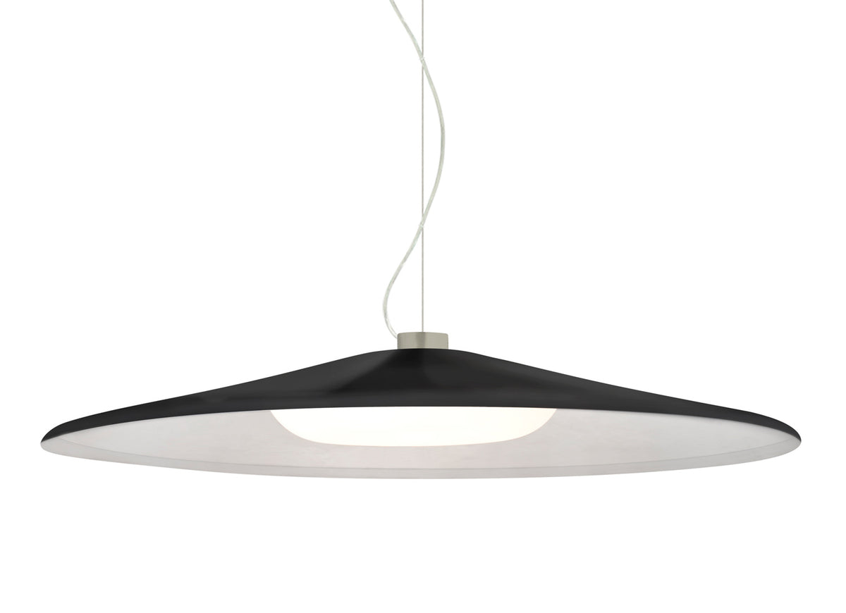 Besa Swan disc pendant on a cable: Black shade, Satin Nickel finish