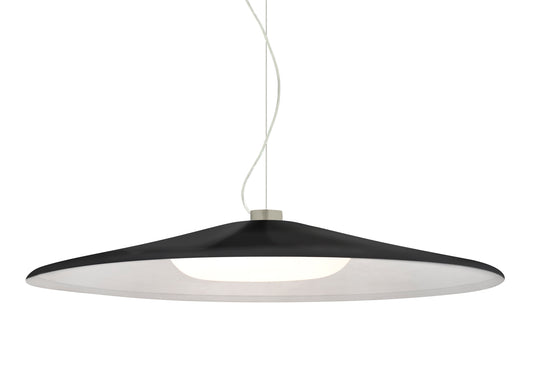 Besa Swan disc pendant on a cable: Black shade, Satin Nickel finish