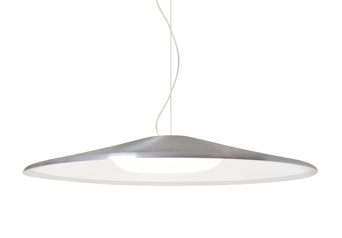 Besa Swan disc pendant on a cable: Silver shade, Satin Nickel finish