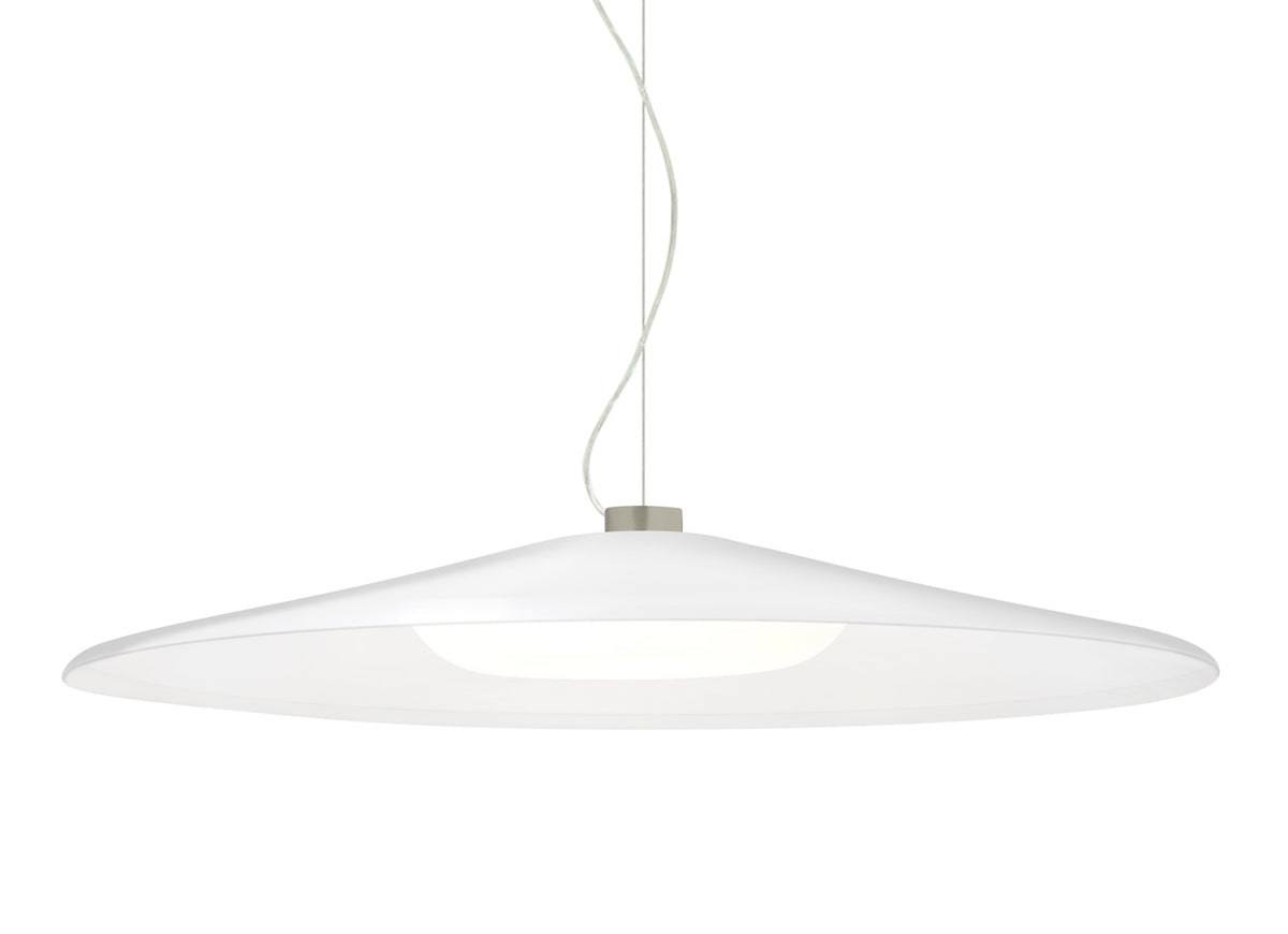 Besa Swan disc pendant on a cable: White shade, Satin Nickel finish