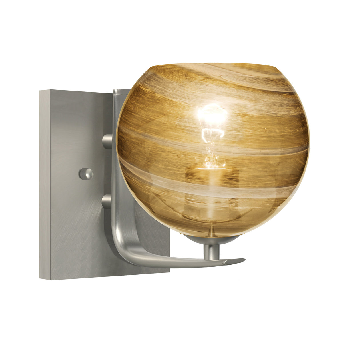 Besa Jilly wall sconce option – Vapor Amber, Satin Nickel