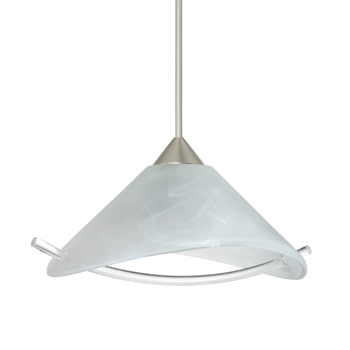 Besa Hoppi mini pendant option – Marble/Clear, Satin Nickel