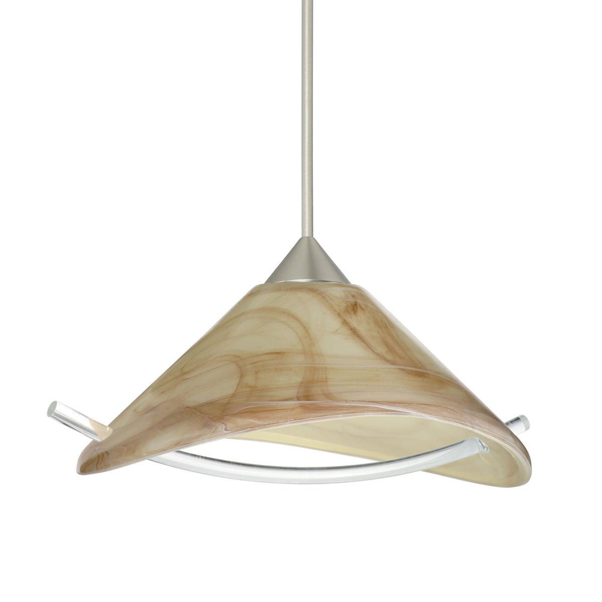 Besa Hoppi mini pendant option – Mocha/Clear, Satin Nickel