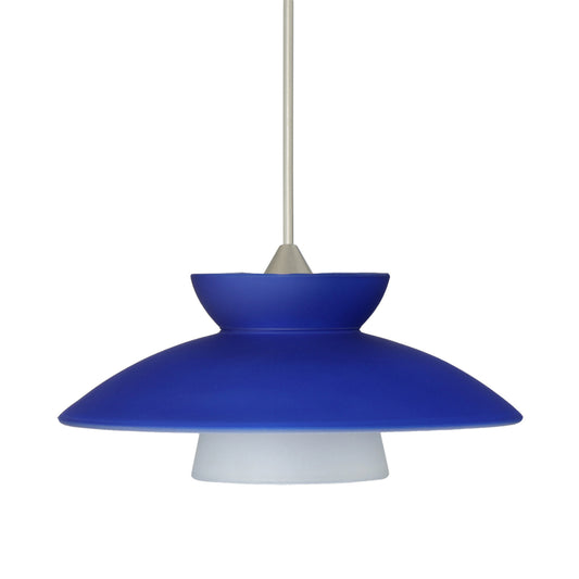 Besa Trilo 7 mini pendant option – Blue Matte, Satin Nickel