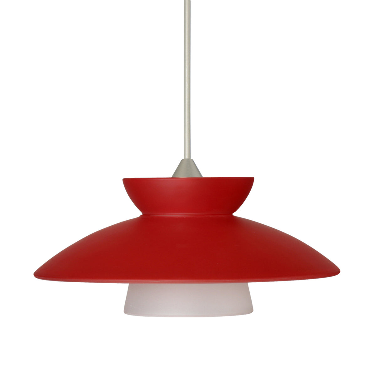 Besa Trilo 7 mini pendant option – Red Matte, Satin Nickel