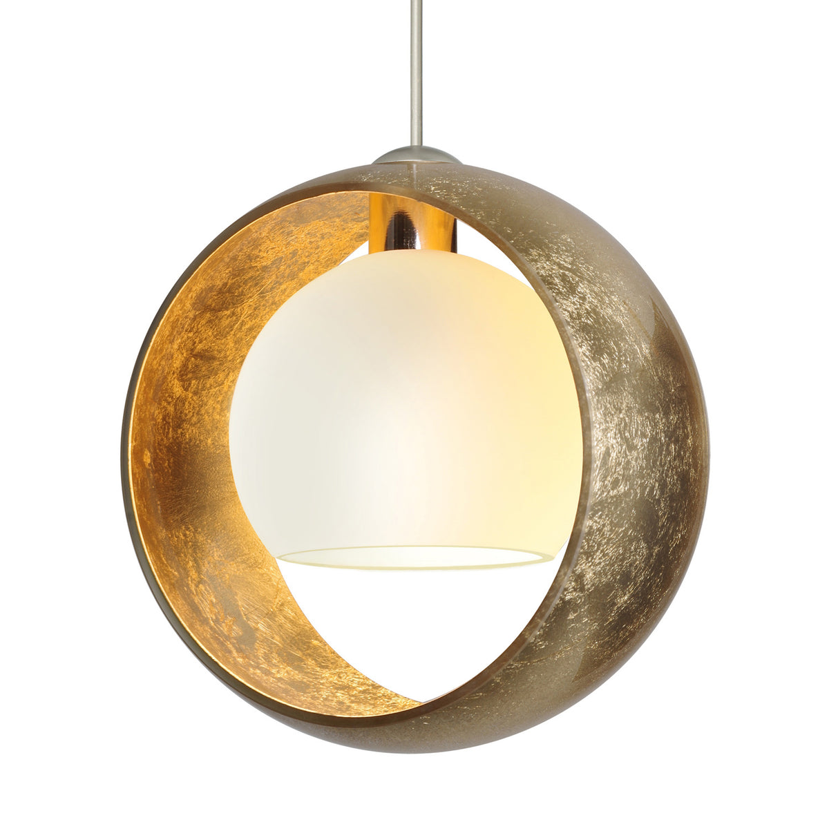 Besa Pogo mini pendant option – Gold/Inner Gold Foil, Satin Nickel