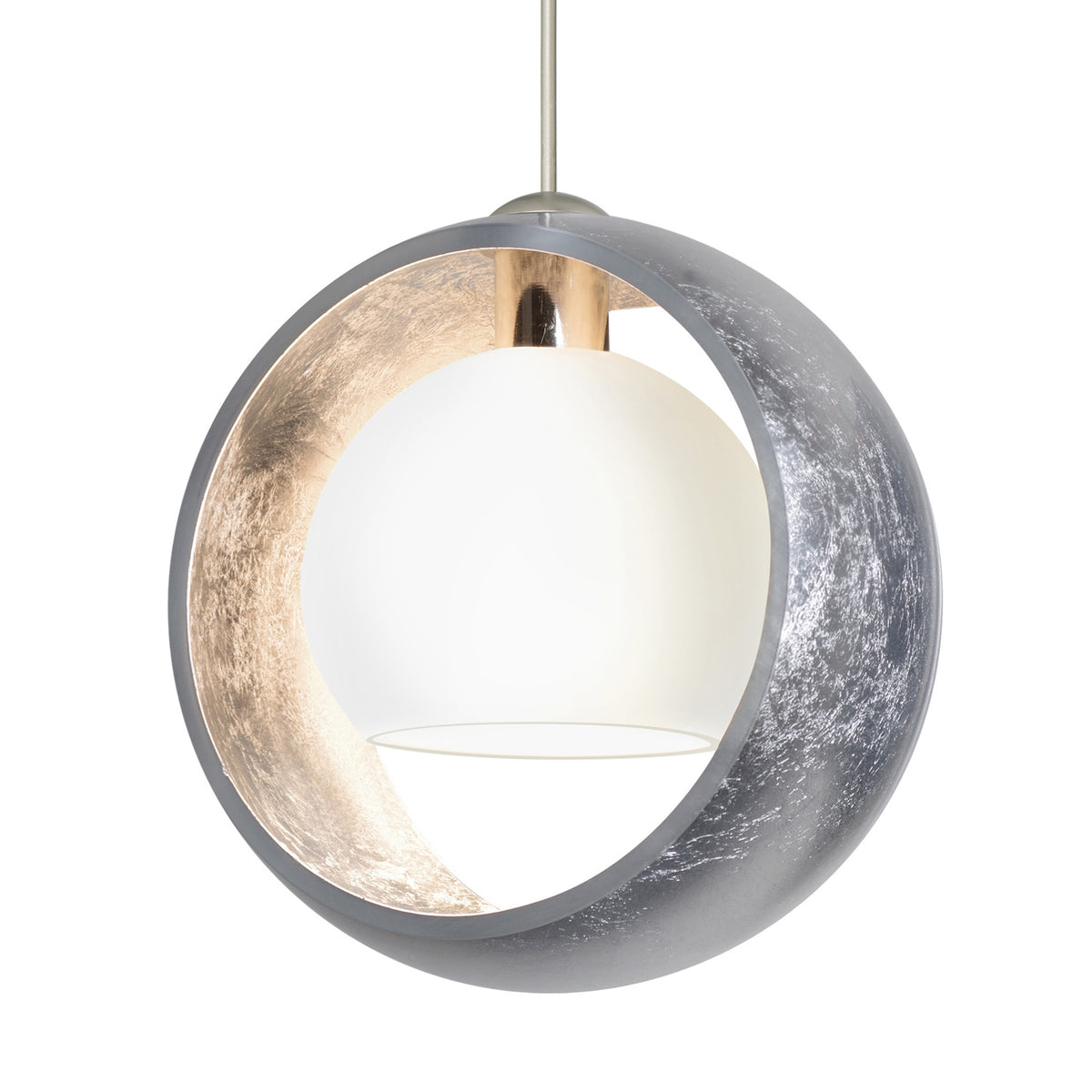Besa Pogo mini pendant option – Silver/Inner Silver Foil, Satin Nickel