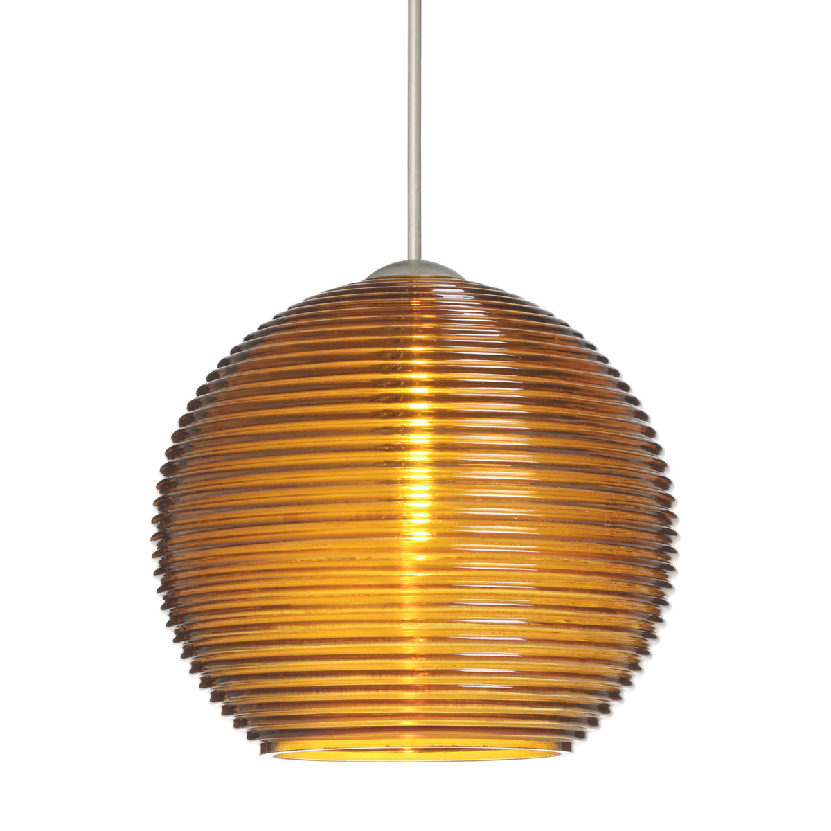 Besa Kristall 6 mini pendant option – Amber, Satin Nickel
