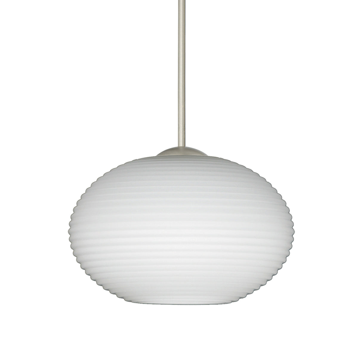 Besa Lasso mini pendant option – Opal Ribbed, Satin Nickel