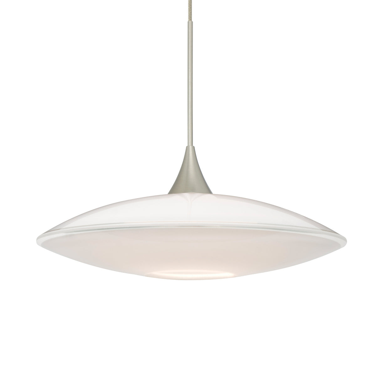 Besa Spazio mini pendant option – Opal Glossy, Satin Nickel