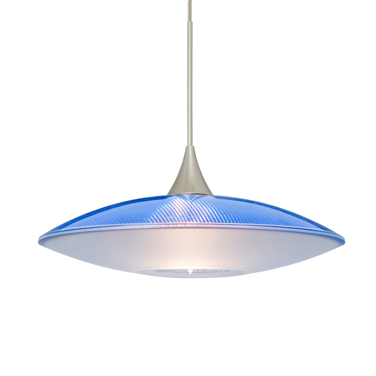 Besa Spazio mini pendant option – Blue/Frost, Satin Nickel