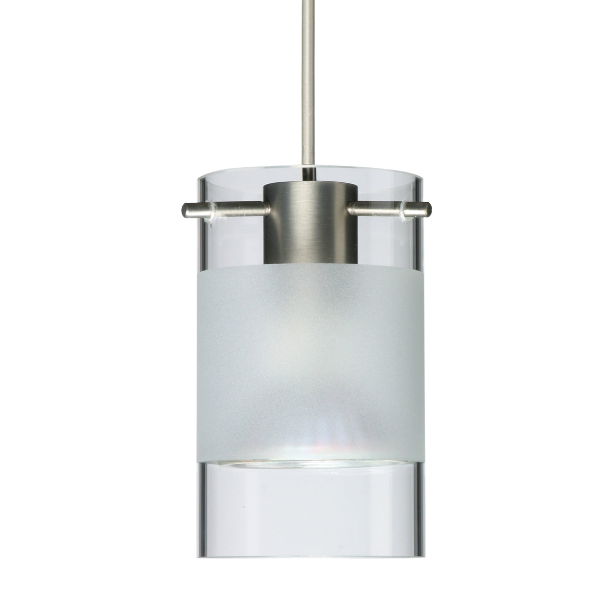 Besa Scope 4 mini pendant option – Clear/Frost, Satin Nickel