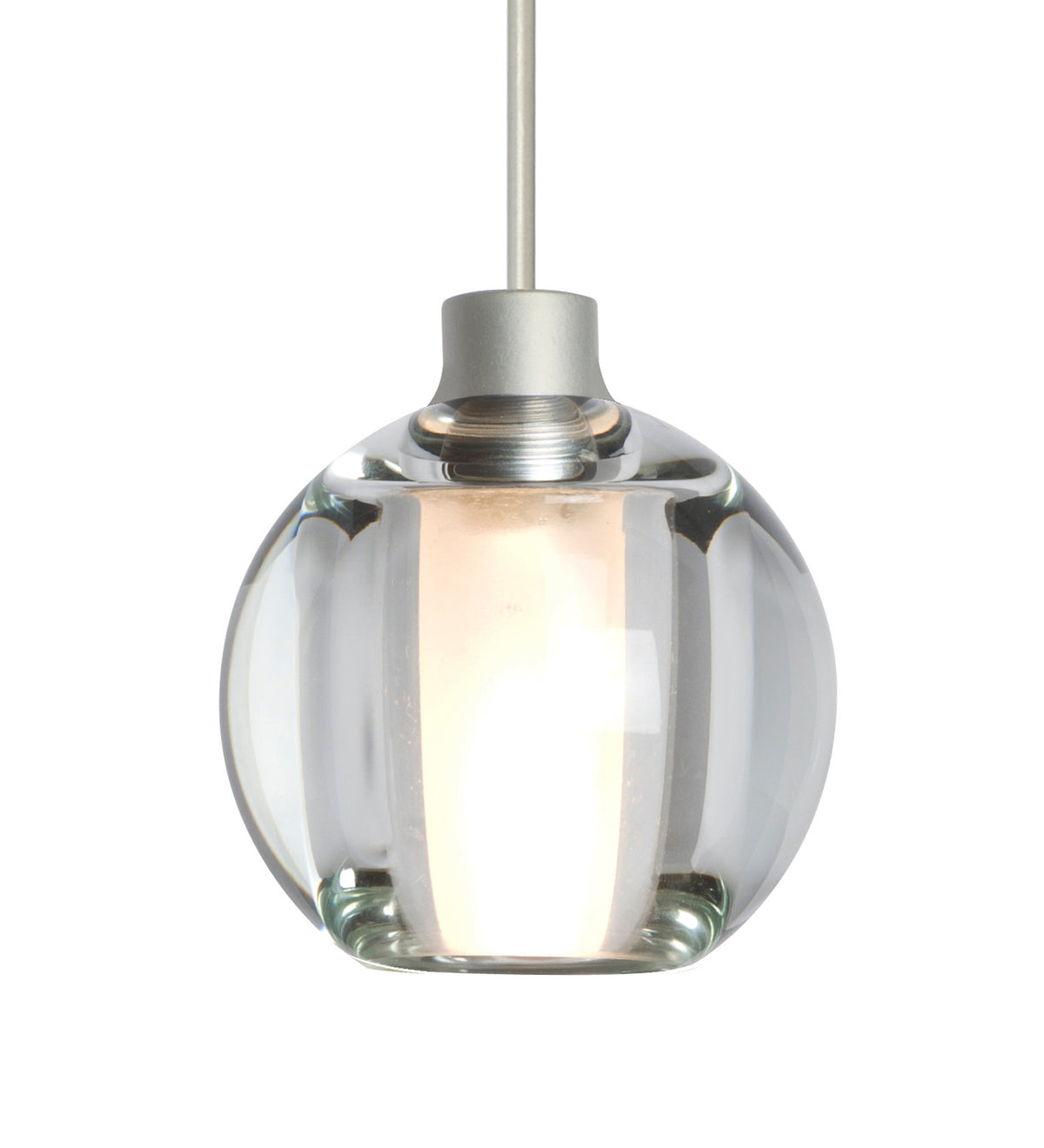 Besa Boca 5 mini pendant option – Clear, Satin Nickel