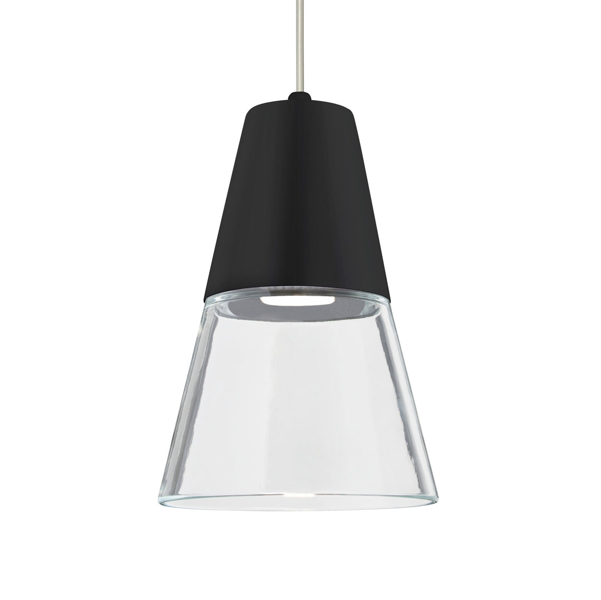 Besa Timo 6 mini pendant option – Clear/Black, Satin Nickel