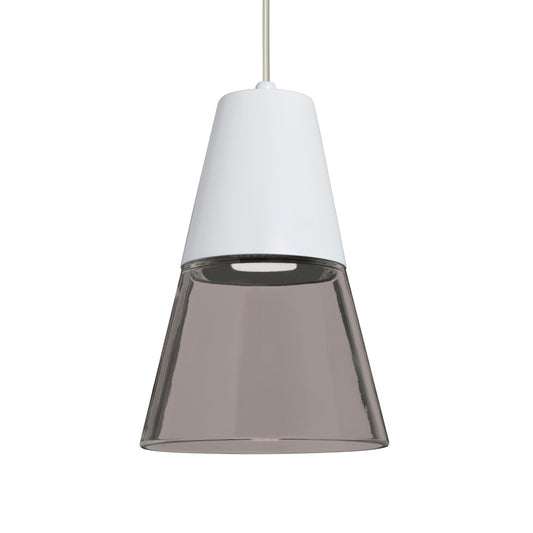 Besa Timo 6 mini pendant option – Smoke/White, Satin Nickel