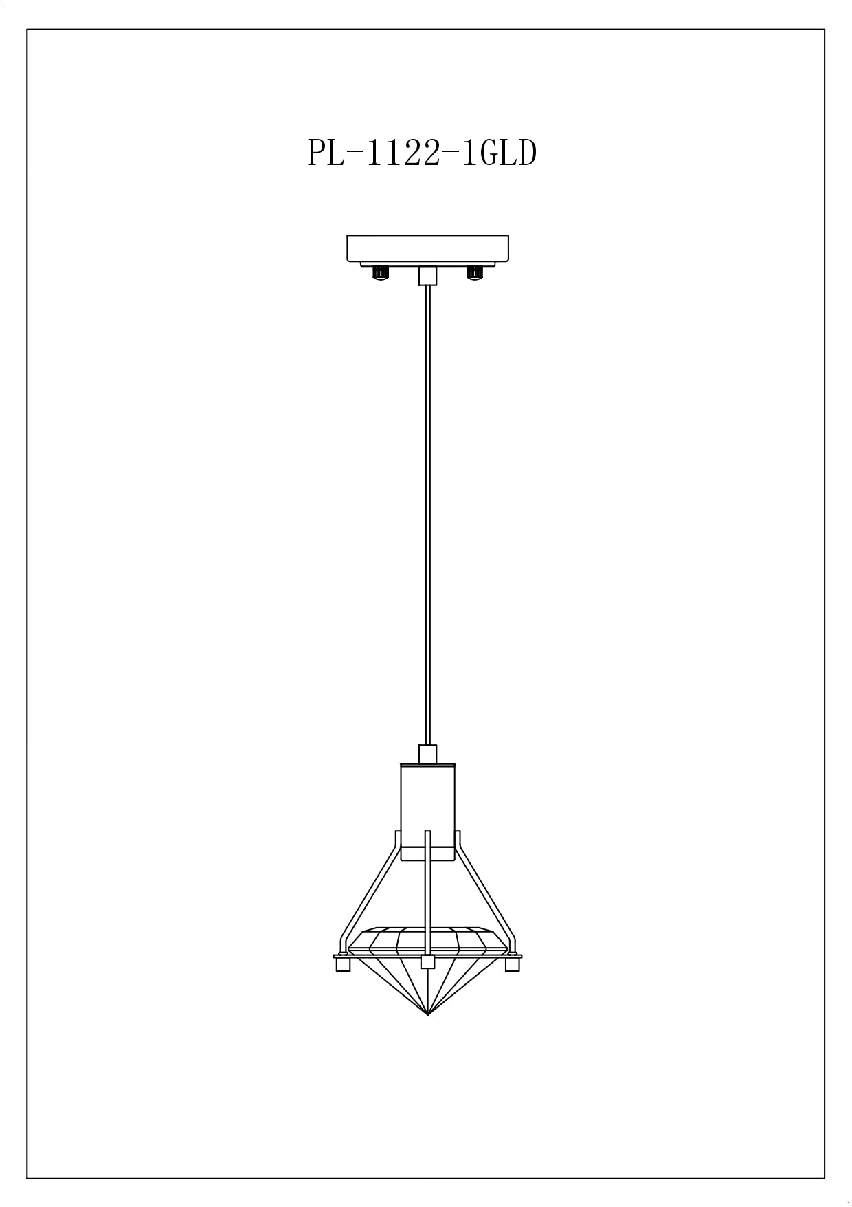 Hollywood Diamond 1 Light Pendant - Finesse Decor PL-1122-1GLD