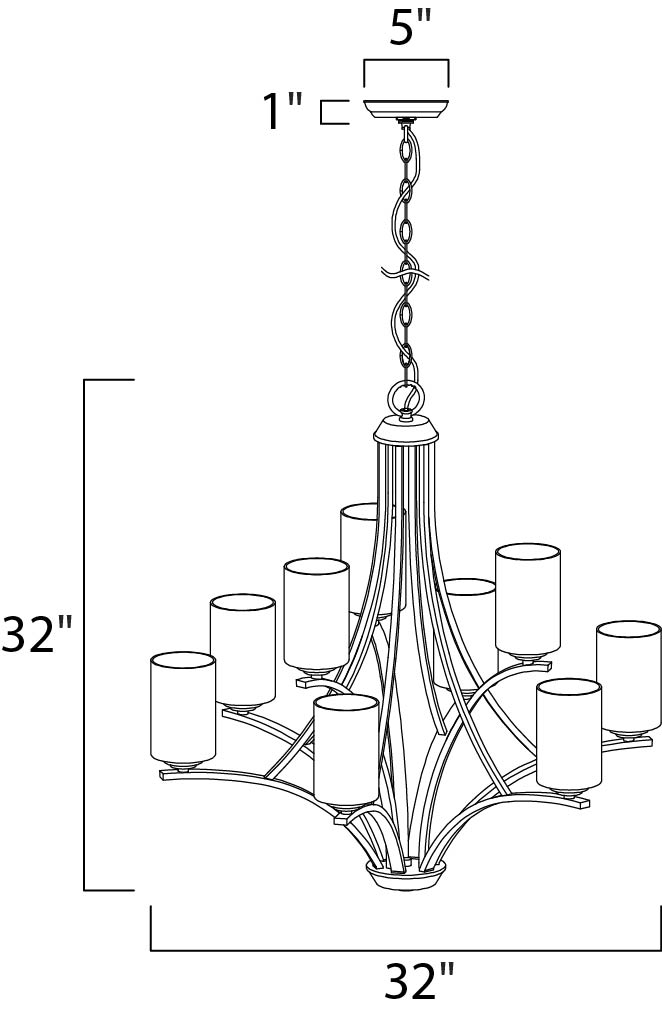 Deven 9-Light Chandelier Satin Nickel by Maxim Lighting
