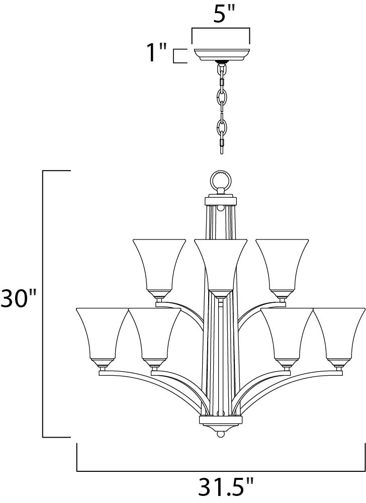 Aurora 9-Light Chandelier Satin Nickel by Maxim Lighting