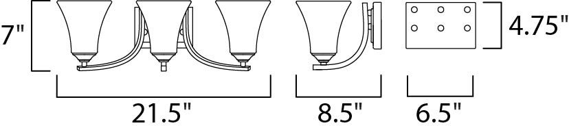 Aurora 3-Light Bath Vanity Satin Nickel by Maxim Lighting