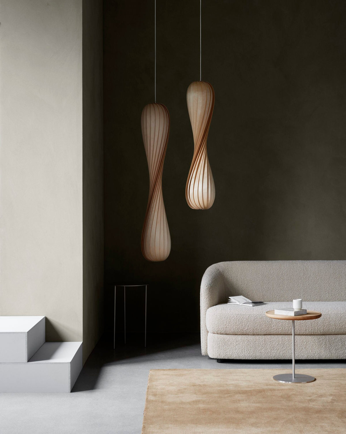 Tom Rossau TR7 pendant light – Natural Birch, switched off