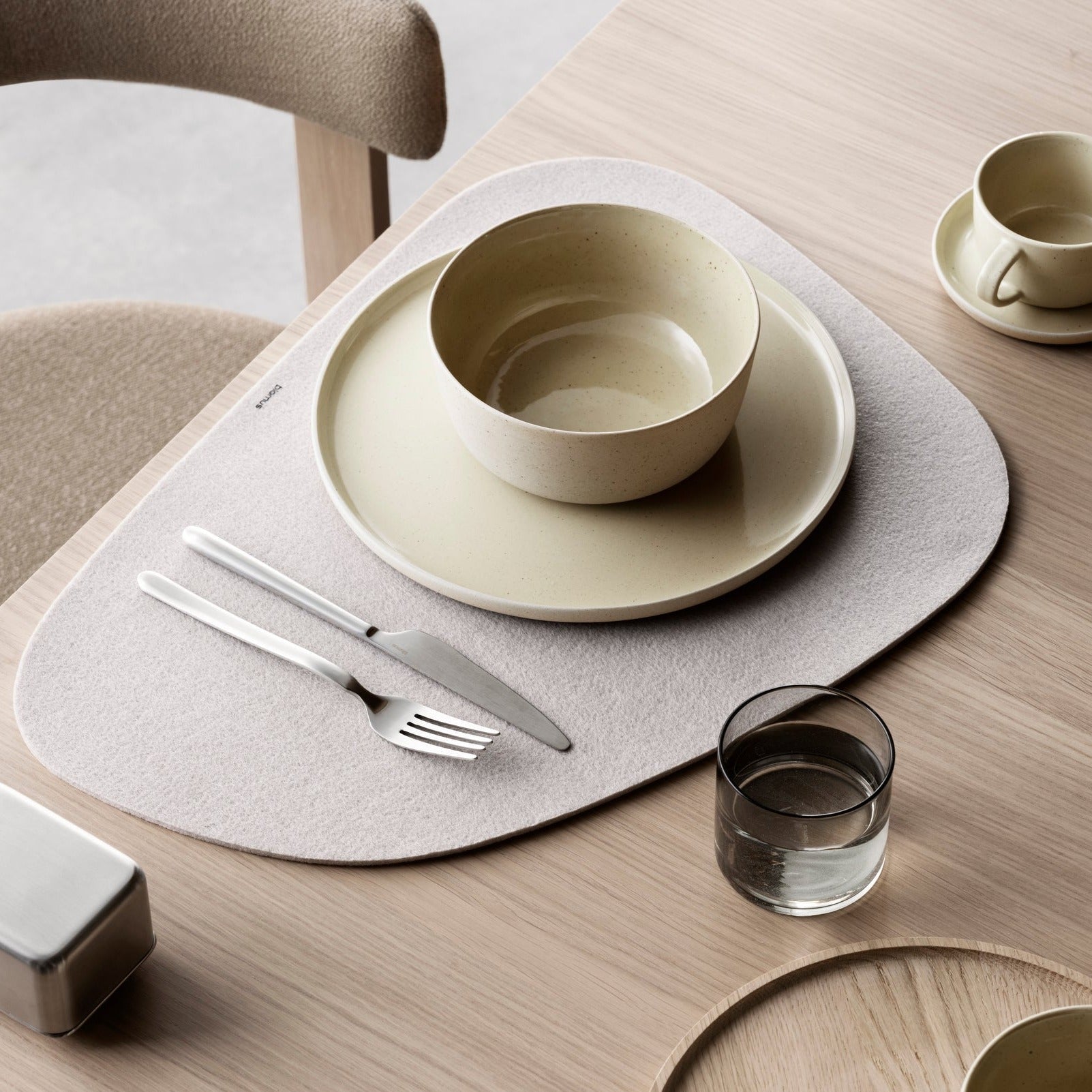 blomus Ceramic Stoneware Plates Sablo Dinner Plate 10", Cloud Grey Undertones Set of 4