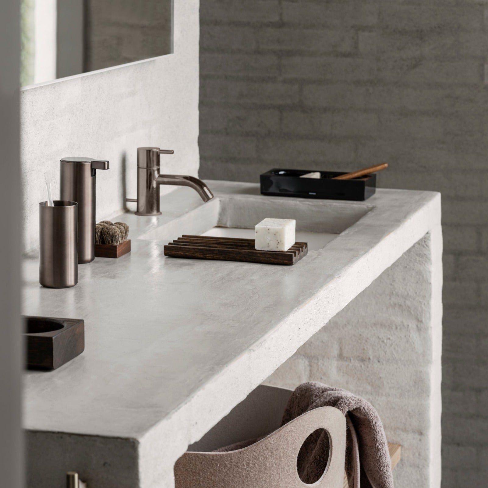 blomus Modo Soap Dispenser Metallic Finish Burnt Metal