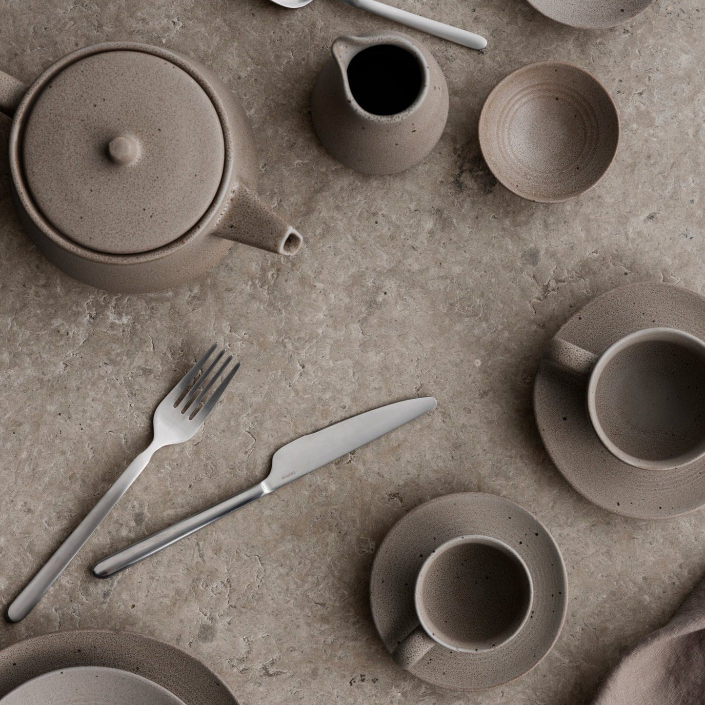 blomus Kumi Stoneware Coffee Cups with Saucers 6.4 oz, 190 ml Espresso Color Set of 2