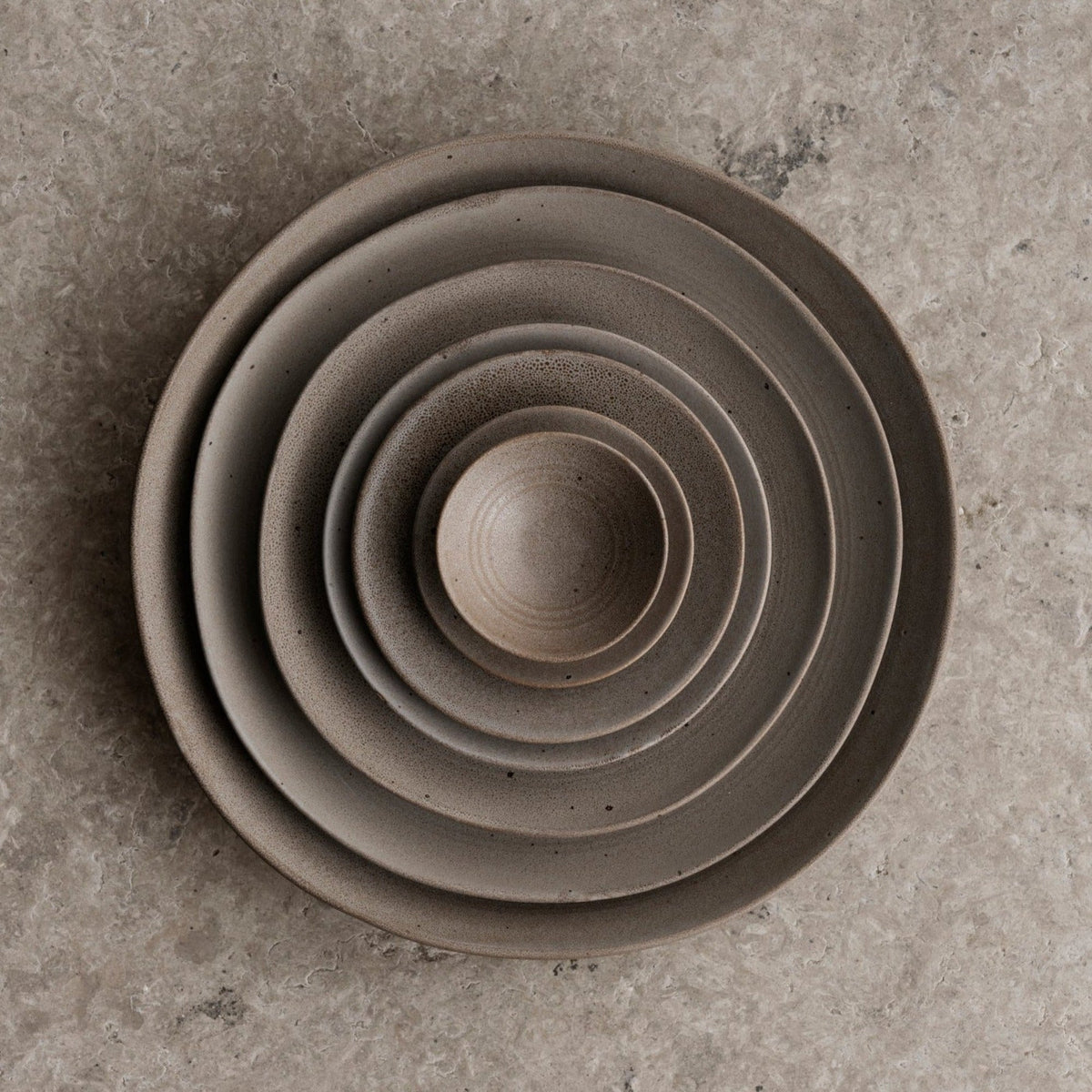 blomus KUMI Stoneware Bowls, Reactive Glaze, 4 Sizes – Fungi KUMI pieces nested from above
