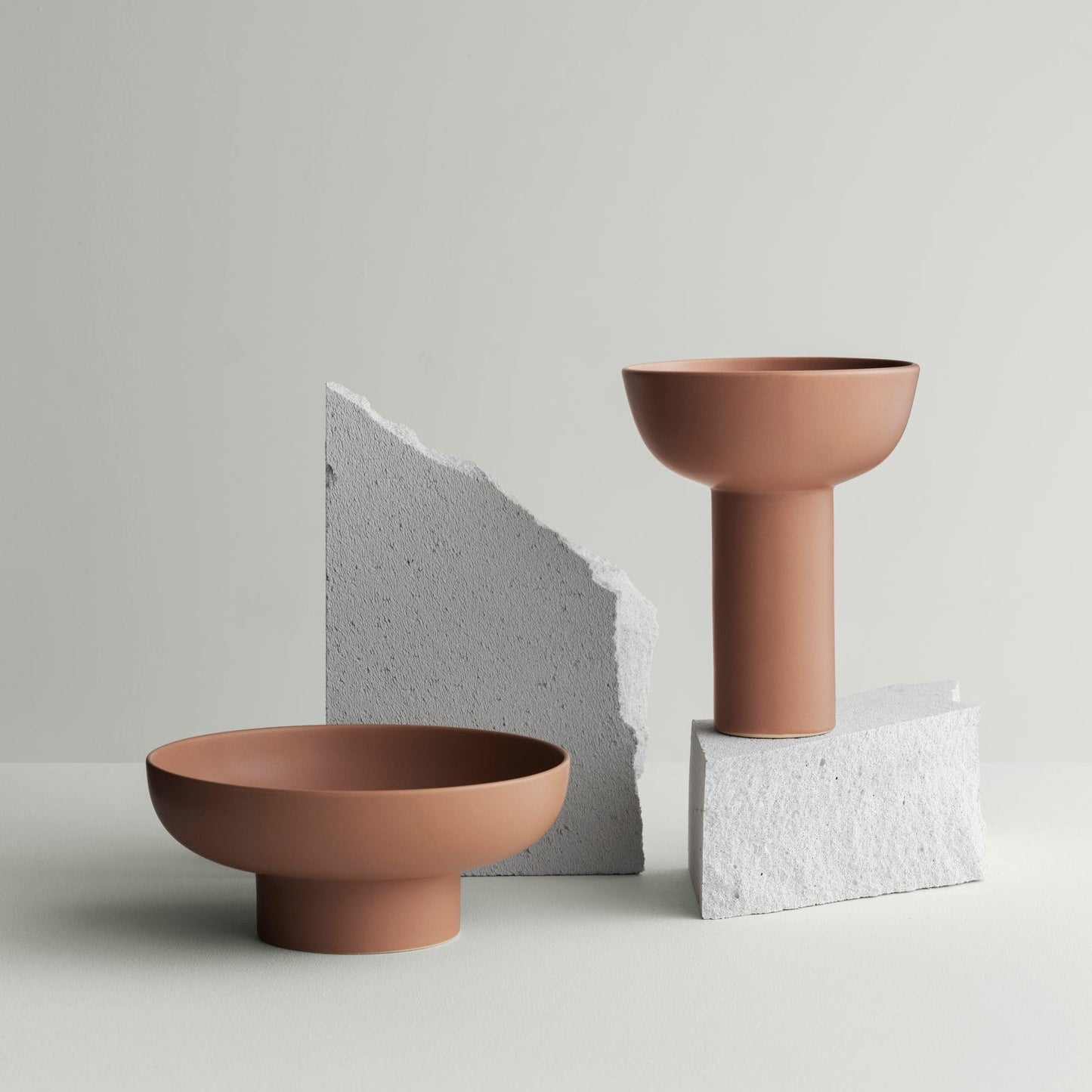 blomus Miyabi Ceramic Vase Low with Flower Grid Terracotta