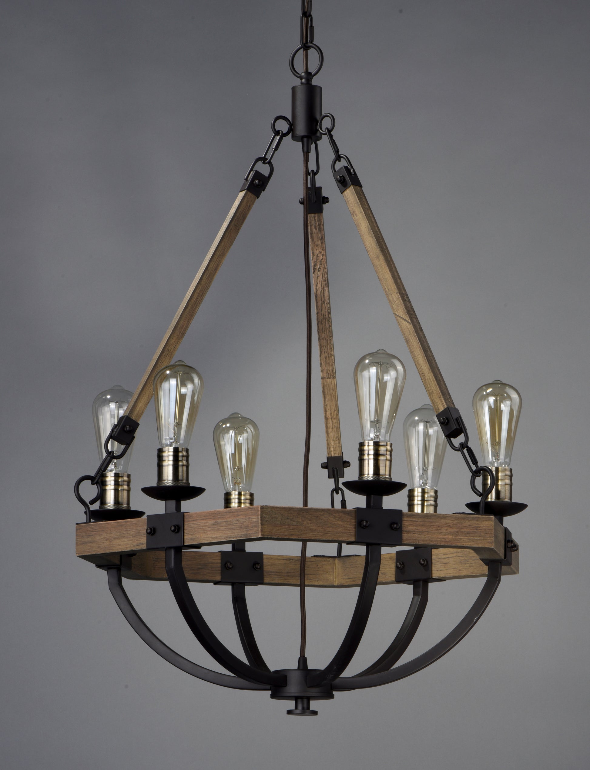 Lodge 6-Light Chandelier Weathered Oak/Bronze by Maxim Lighting