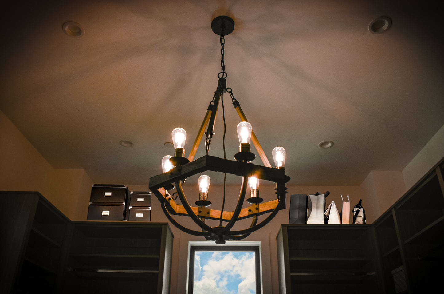 Lodge 6-Light Chandelier Weathered Oak/Bronze by Maxim Lighting