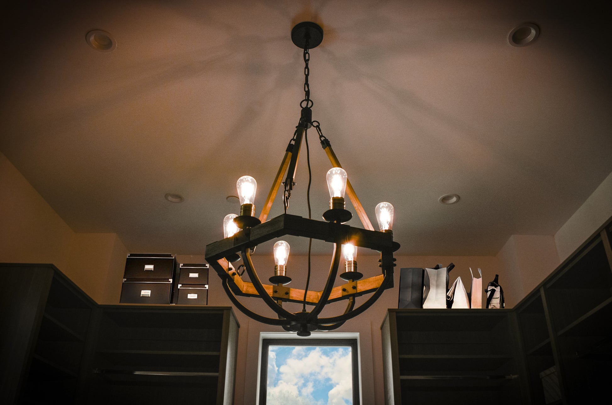 Lodge 6-Light Chandelier Weathered Oak/Bronze by Maxim Lighting