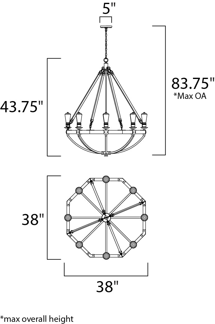 Lodge 8-Light Chandelier Weathered Oak/Bronze by Maxim Lighting