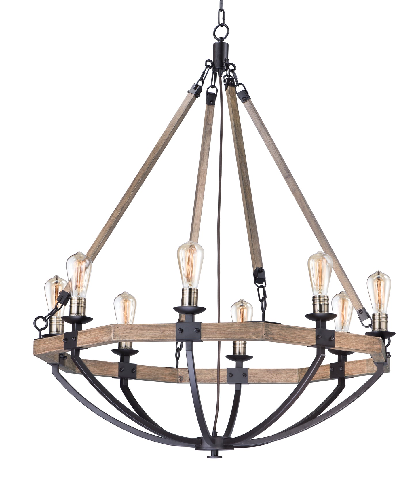 Lodge 8-Light Chandelier Weathered Oak/Bronze by Maxim Lighting