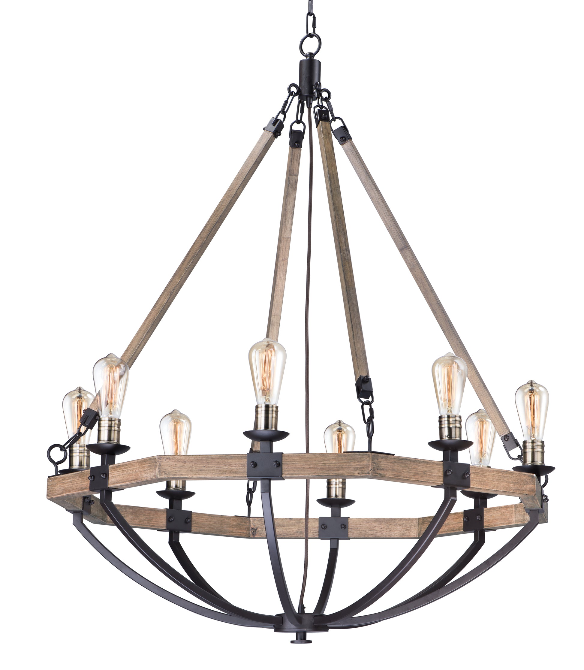 Lodge 8-Light Chandelier Weathered Oak/Bronze by Maxim Lighting