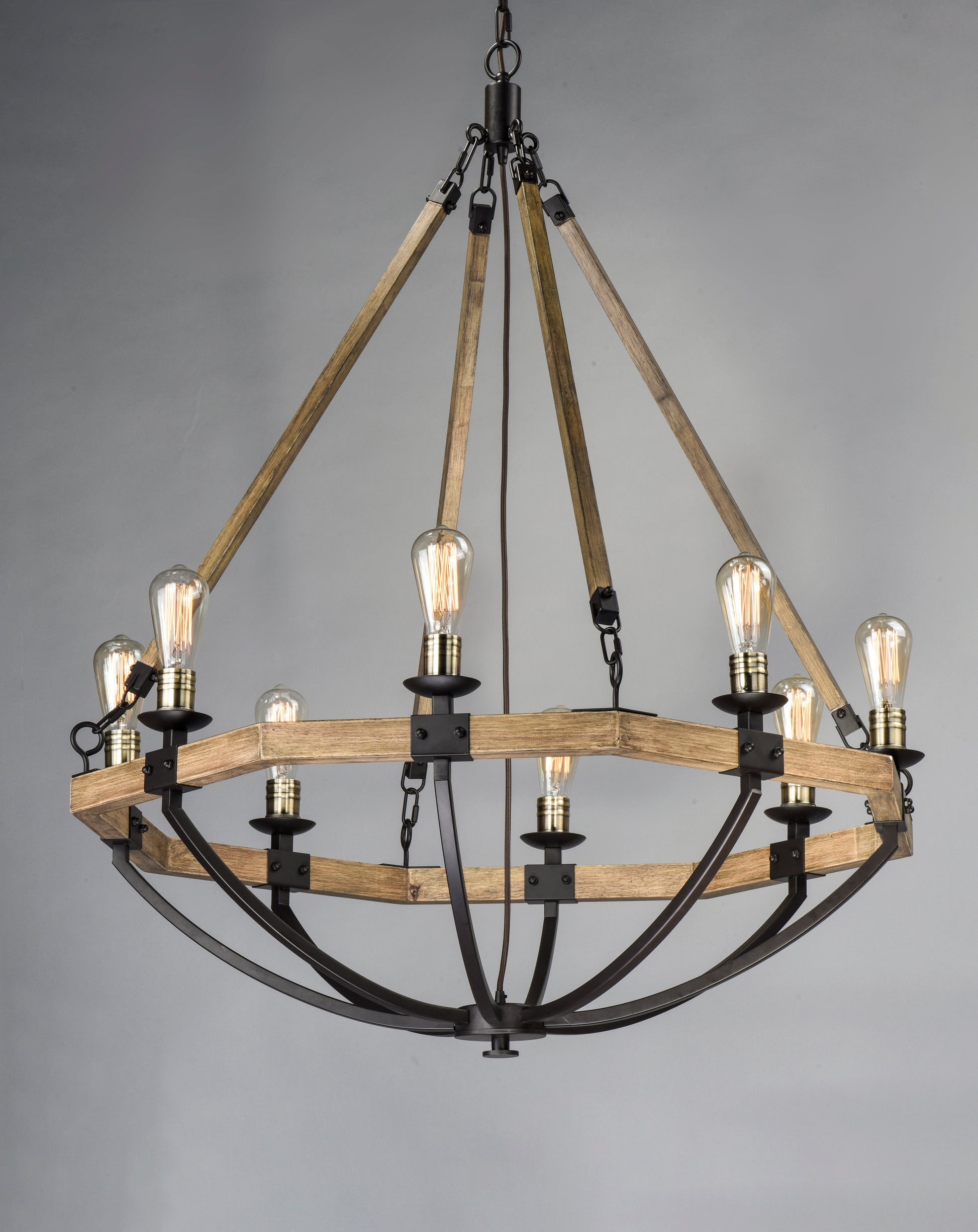 Lodge 8-Light Chandelier Weathered Oak/Bronze by Maxim Lighting