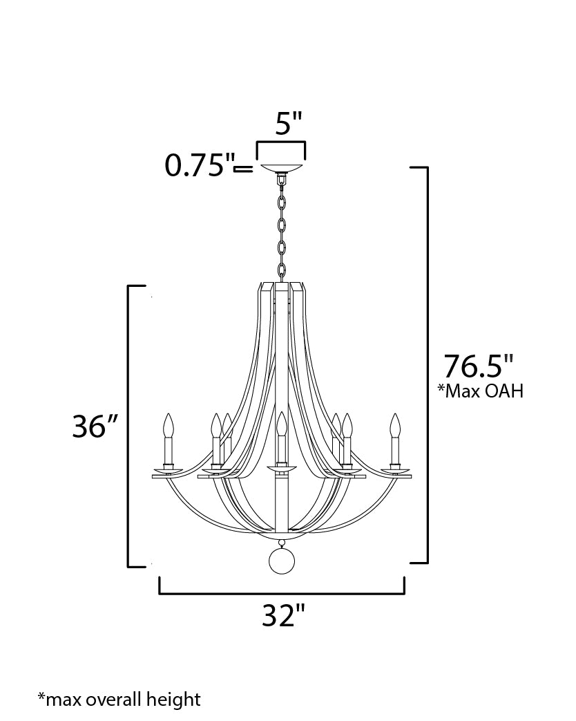 Basque 8-Light Chandelier Driftwood/Anthracite by Maxim Lighting