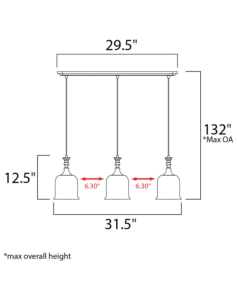 Centennial 3-Light Pendant Polished Nickel by Maxim Lighting