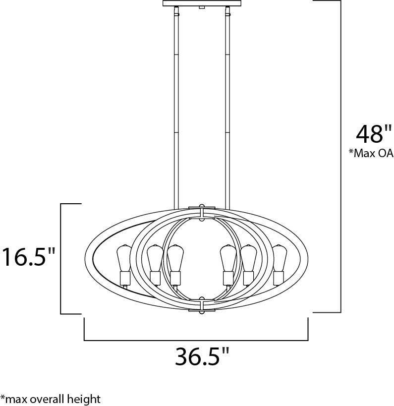 Bodega Bay 6-Light Pendant with Bulb Anthracite by Maxim Lighting