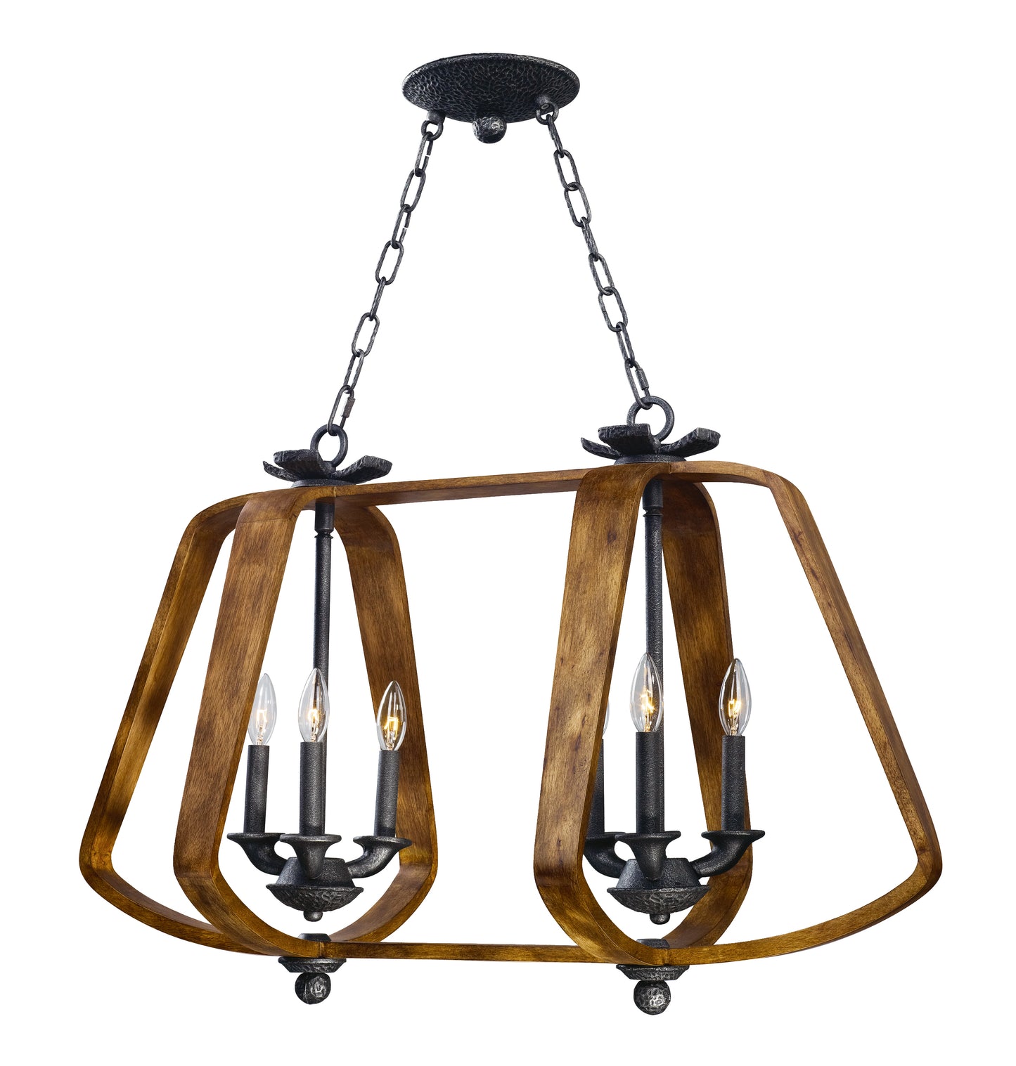 Road House 6-Light Chandelier Barn Wood/Iron Ore by Maxim Lighting