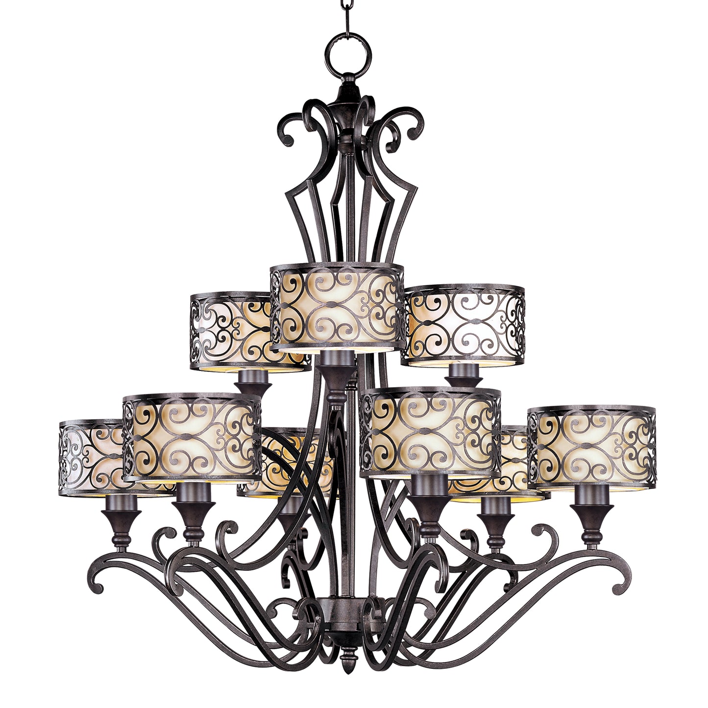 Mondrian 9-Light Chandelier Umber Bronze by Maxim Lighting