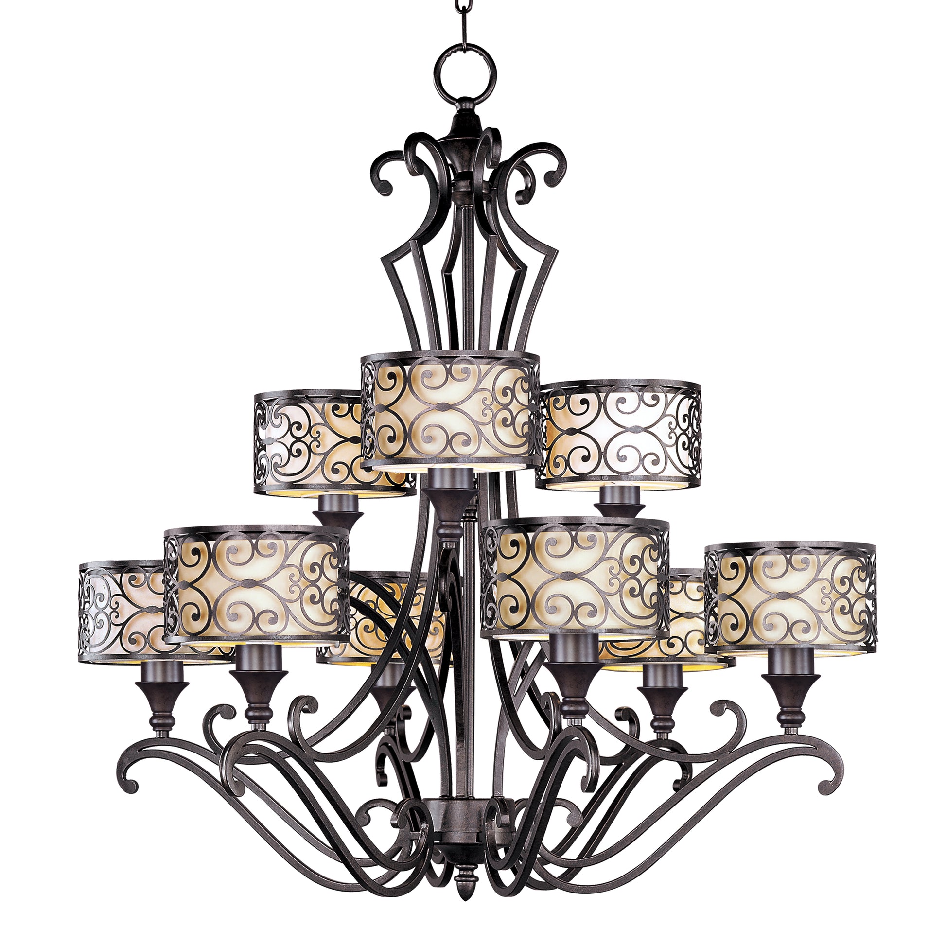 Mondrian 9-Light Chandelier Umber Bronze by Maxim Lighting