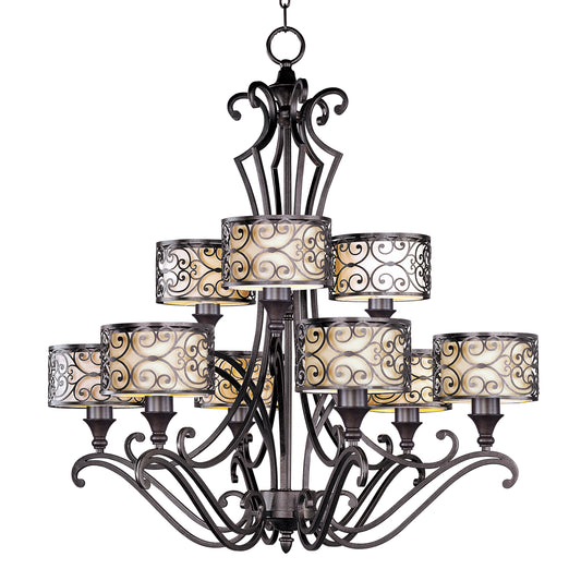 Mondrian 9-Light Chandelier Umber Bronze by Maxim Lighting