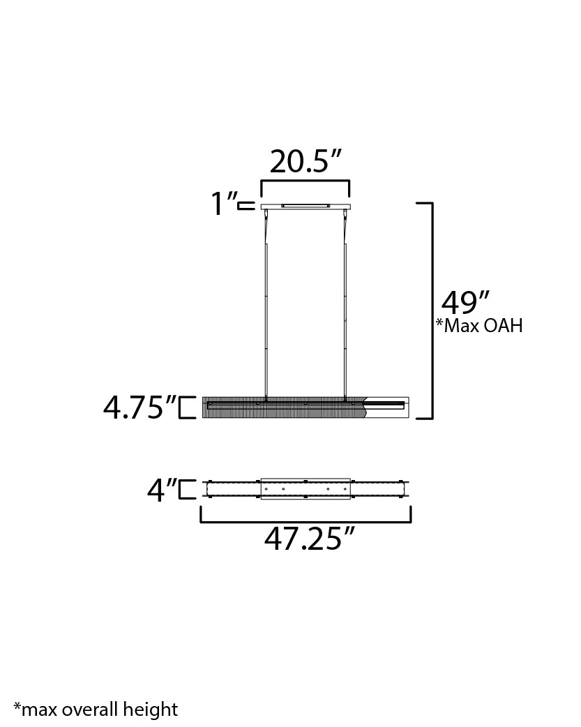Spectre 48" Linear Pendant Black/Natural Aged Brass by Maxim Lighting