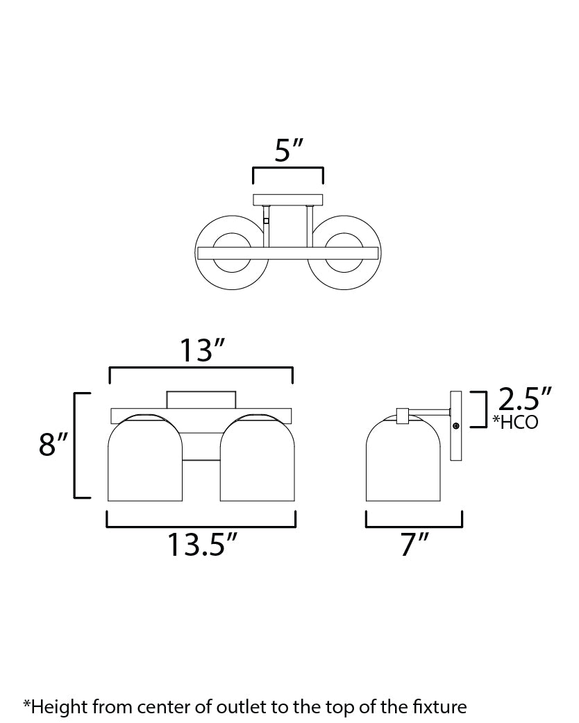Scoop 2-Light Bath Vanity Natural Aged Brass by Maxim Lighting